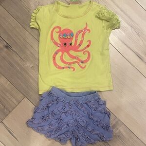 Lemon loves lime liOctopus Graphic Tee and Ruffle Shorts Set